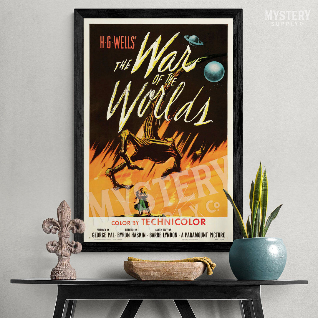 The War of the Worlds 1953 vintage science fiction H.G. Wells martian alien invasion ufo flying saucer movie poster reproduction from Mystery Supply Co. @mysterysupplyco