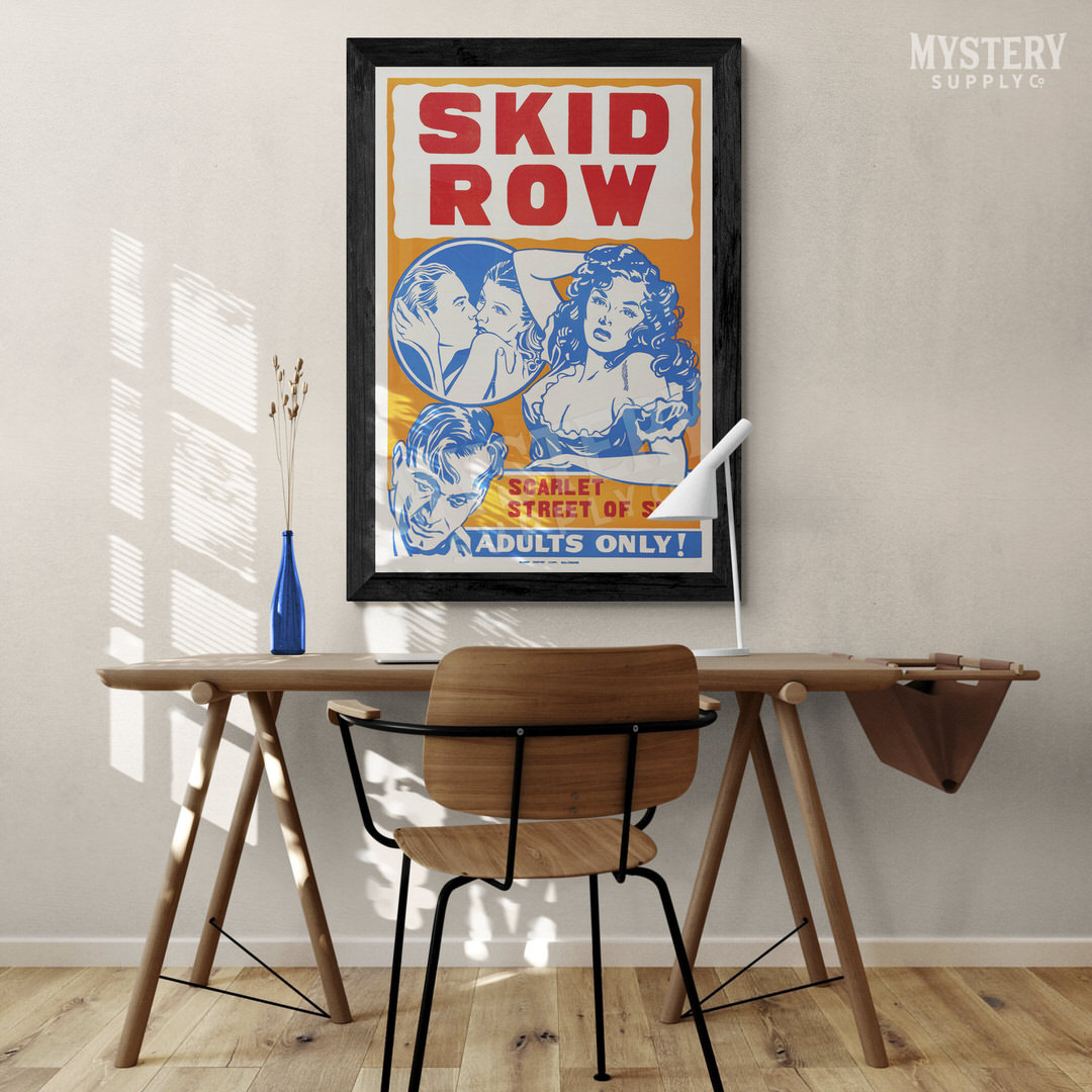 Skid Row 1940s vintage exploitation movie poster reproduction from Mystery Supply Co. @mysterysupplyco