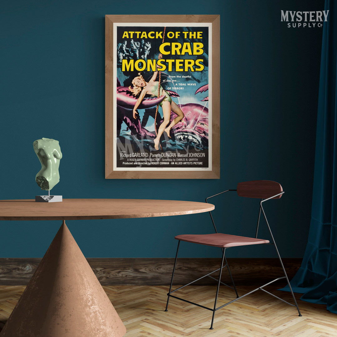 Attack of the Crab Monsters 1957 vintage science fiction Roger Corman movie poster reproduction from Mystery Supply Co. @mysterysupplyco