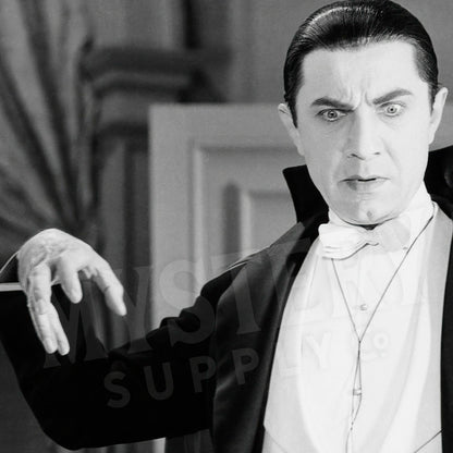 Dracula 1930s Vintage Bela Lugosi Horror Movie Vampire Monster Creepy Pose Black and White Photo reproduction from Mystery Supply Co. @mysterysupplyco