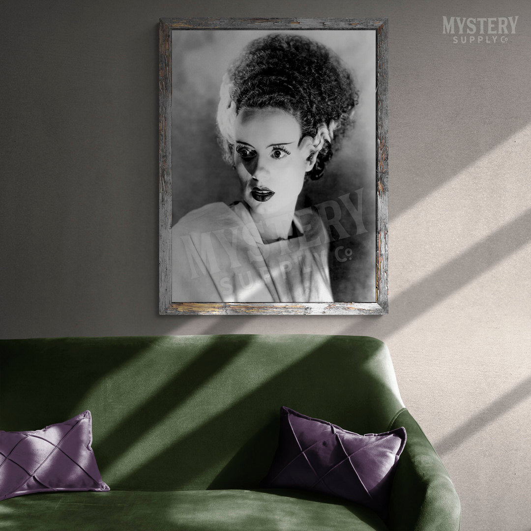 Bride of Frankenstein 1935 Vintage Elsa Lanchester Horror Movie Monster Black and White Photo reproduction from Mystery Supply Co. @mysterysupplyco