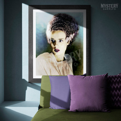 Bride of Frankenstein 1935 Vintage Elsa Lanchester Horror Movie Monster Color Photo reproduction from Mystery Supply Co. @mysterysupplyco