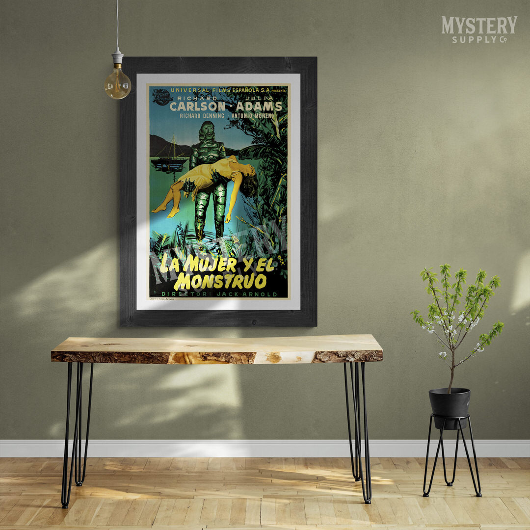 Creature from the Black Lagoon 1954 vintage Spanish Gill Man horror monster movie poster reproduction from Mystery Supply Co. @mysterysupplyco
