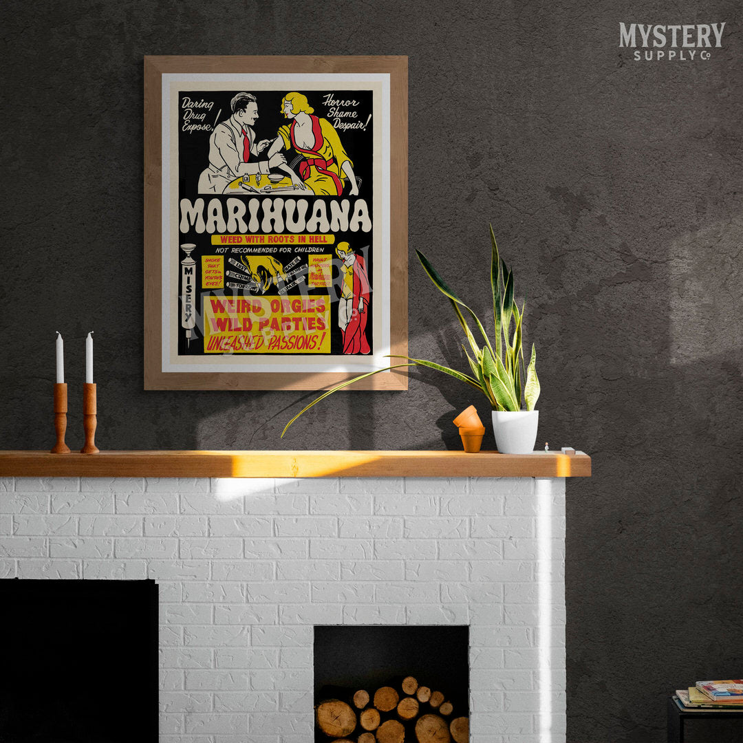 Marihuana 1936 vintage marijuana reefer weed cannabis exploitation movie poster reproduction from Mystery Supply Co. @mysterysupplyco