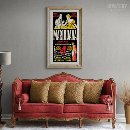 Marihuana 1936 vintage marijuana reefer weed cannabis exploitation movie poster reproduction from Mystery Supply Co. @mysterysupplyco