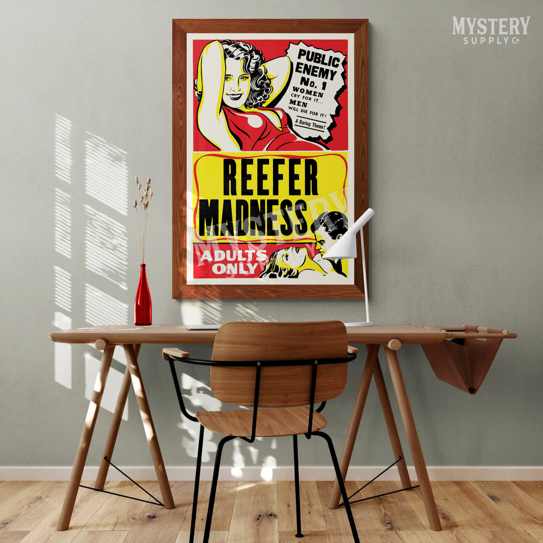 Reefer Madness 1950s vintage marijuana weed cannabis exploitation movie poster reproduction from Mystery Supply Co. @mysterysupplyco