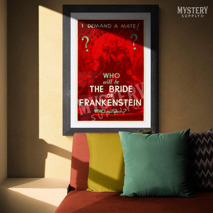 The Bride of Frankenstein 1935 vintage horror monster movie poster teaser  reproduction from Mystery Supply Co. @mysterysupplyco