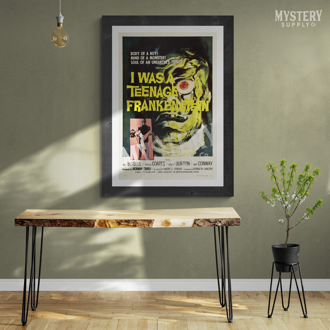 I Was A Teenage Frankenstein 1957 vintage horror monster movie poster reproduction from Mystery Supply Co. @mysterysupplyco