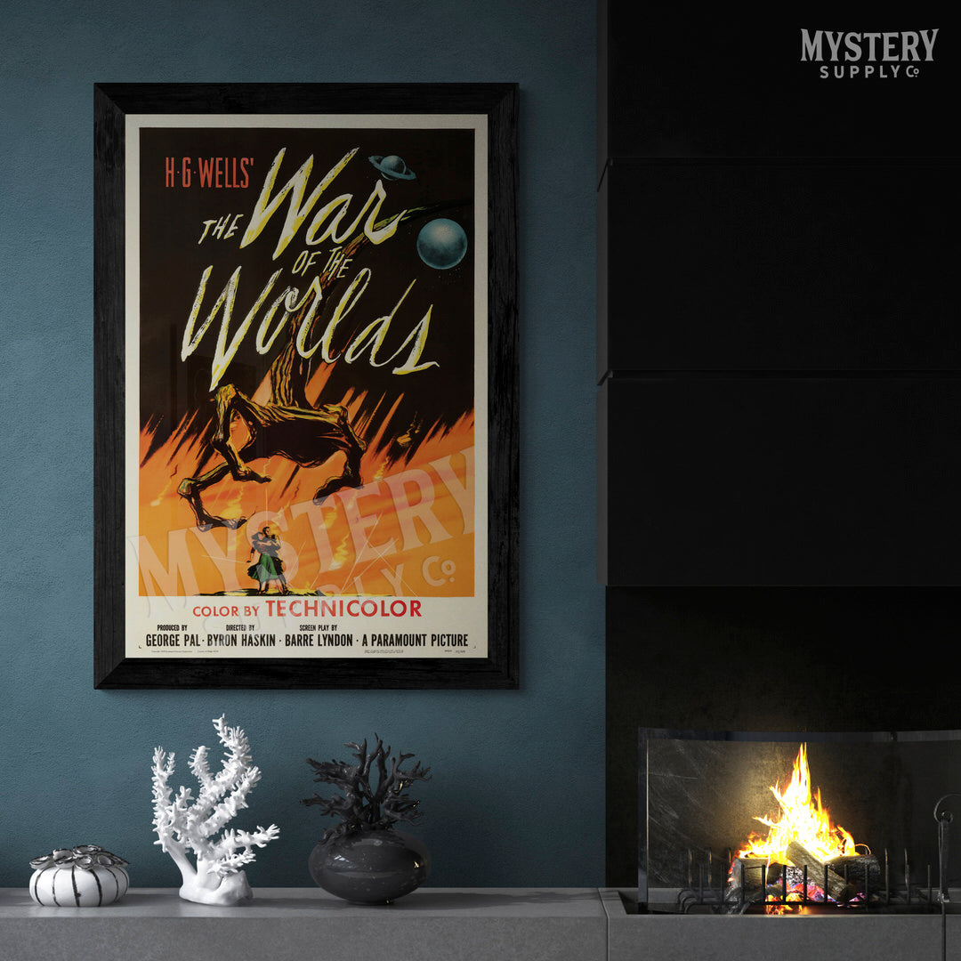 The War of the Worlds 1953 vintage science fiction H.G. Wells martian alien invasion ufo flying saucer movie poster reproduction from Mystery Supply Co. @mysterysupplyco
