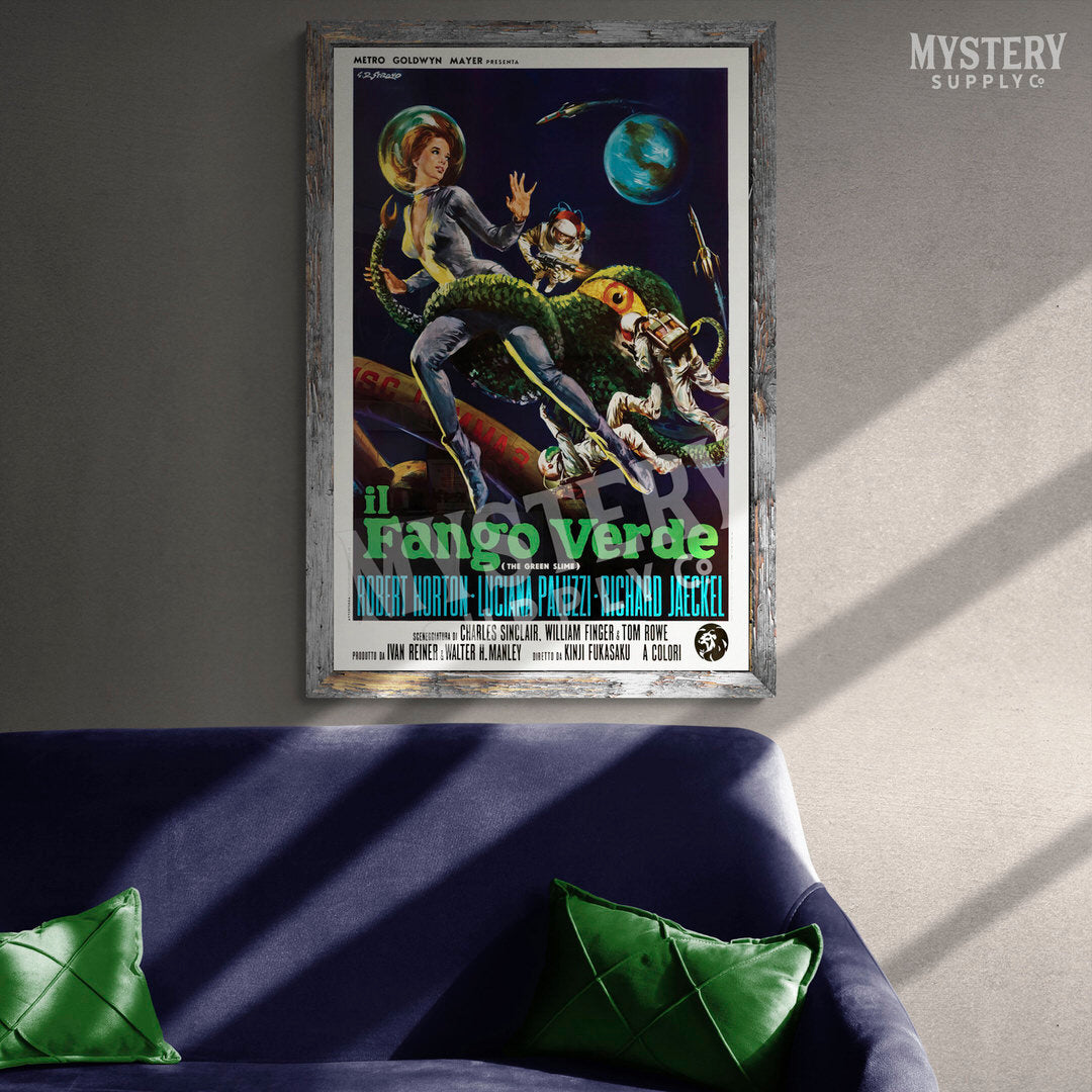 The Green Slime 1969 vintage Italian il Fango Verde science fiction space alien martian movie poster reproduction from Mystery Supply Co. @mysterysupplyco