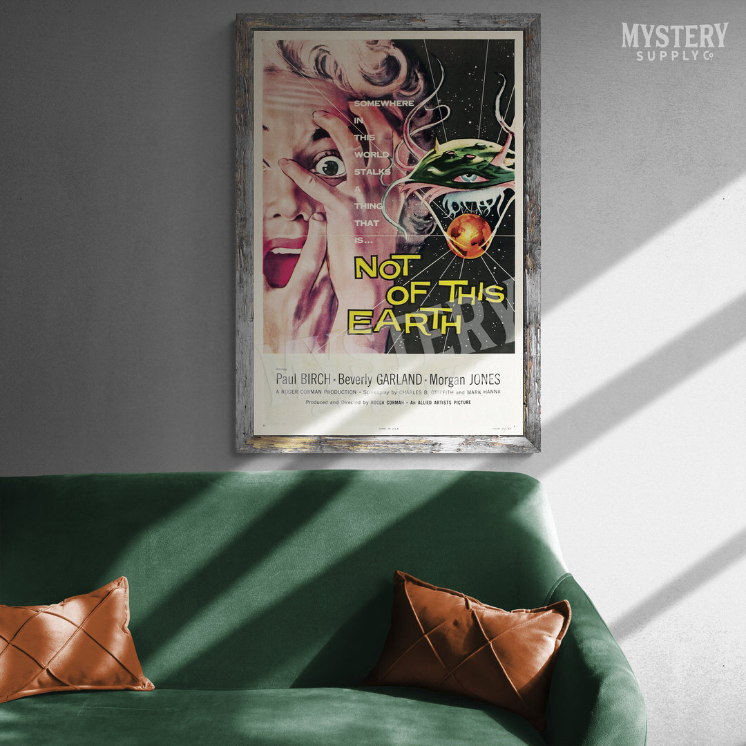 Not of This Earth 1957 vintage science fiction UFO flying saucer alien martian movie poster reproduction from Mystery Supply Co. @mysterysupplyco