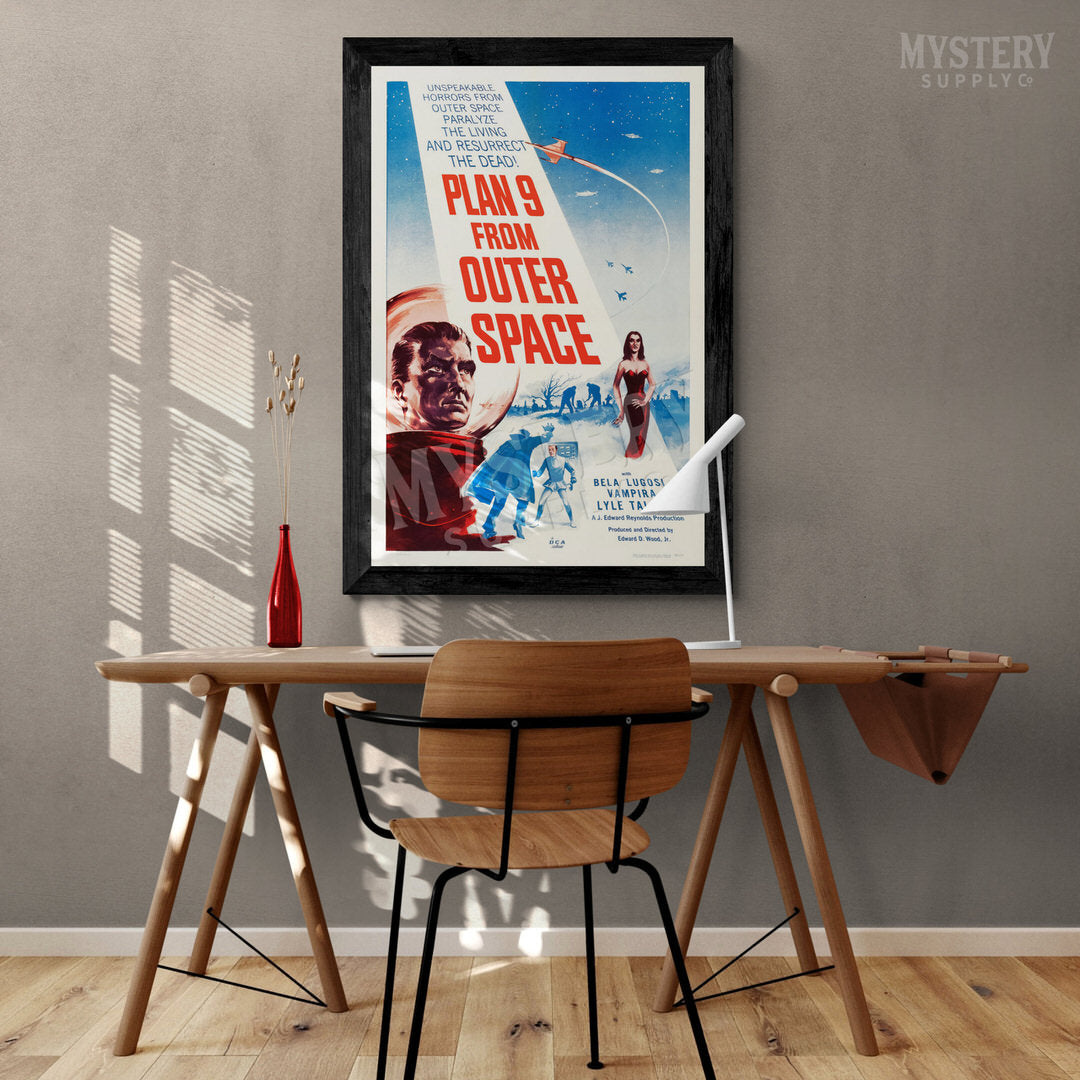 Plan 9 From Outer Space 1958 vintage science fiction UFO spaceship alien movie poster reproduction from Mystery Supply Co. @mysterysupplyco