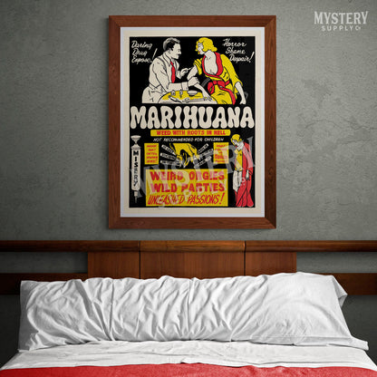 Marihuana 1936 vintage marijuana reefer weed cannabis exploitation movie poster reproduction from Mystery Supply Co. @mysterysupplyco