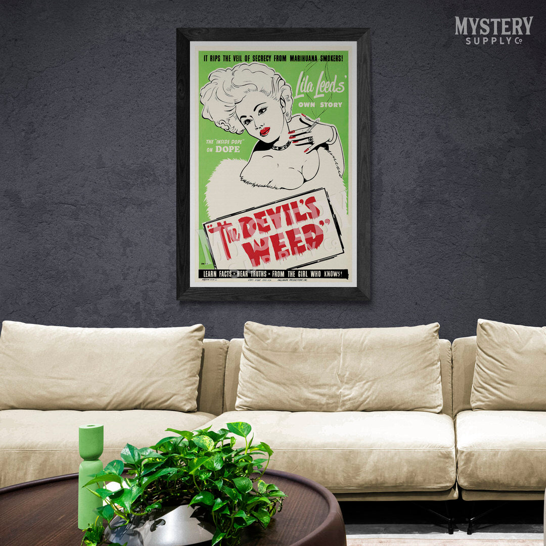 The Devils Weed 1949 vintage marijuana weed cannabis exploitation movie poster reproduction from Mystery Supply Co. @mysterysupplyco