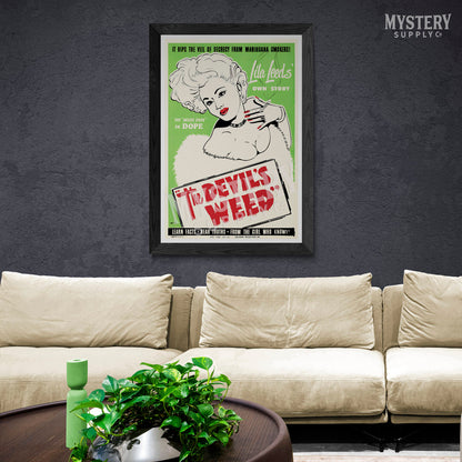 The Devils Weed 1949 vintage marijuana weed cannabis exploitation movie poster reproduction from Mystery Supply Co. @mysterysupplyco