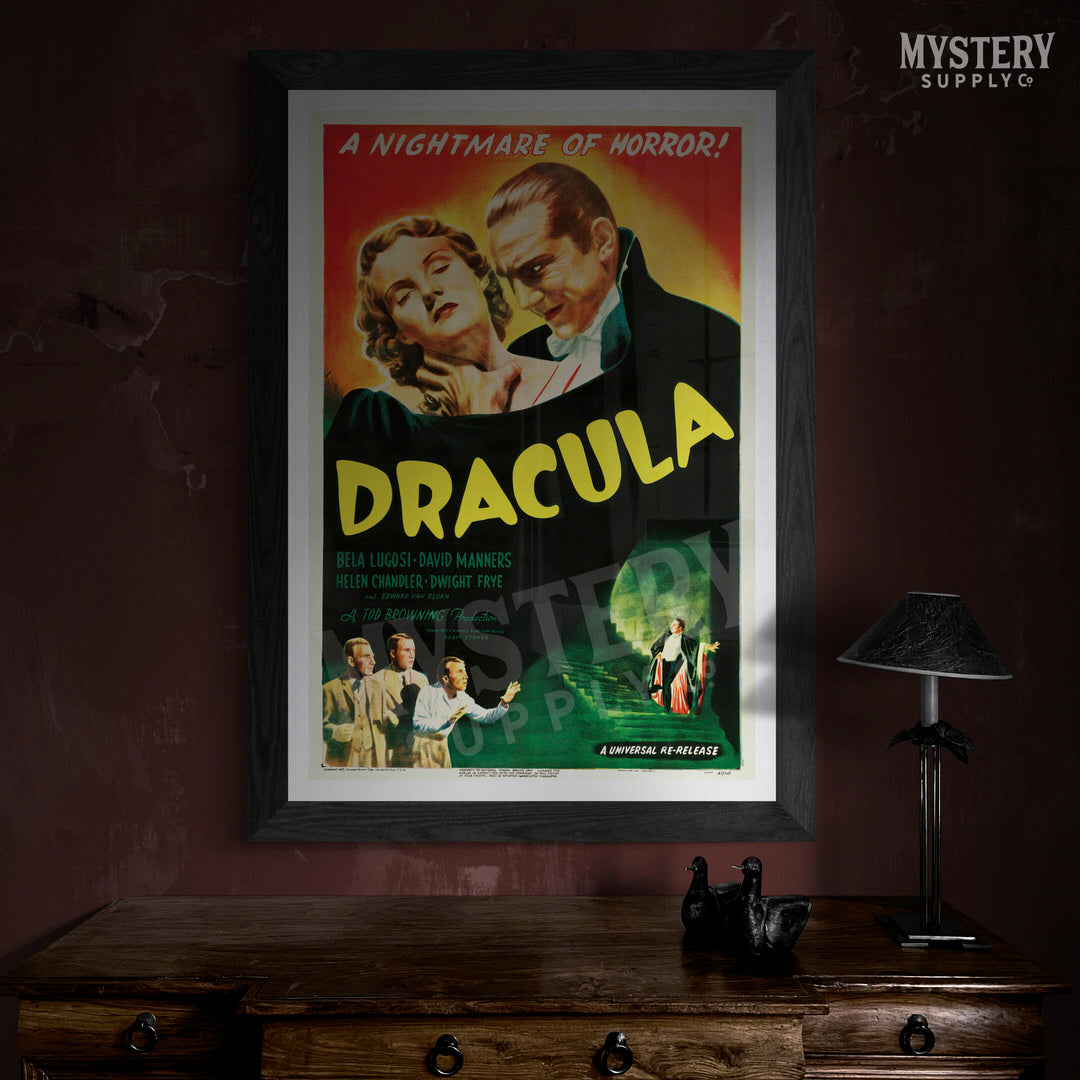 Dracula 1947 vintage horror Bela Lugosi vampire monster movie poster reproduction from Mystery Supply Co. @mysterysupplyco