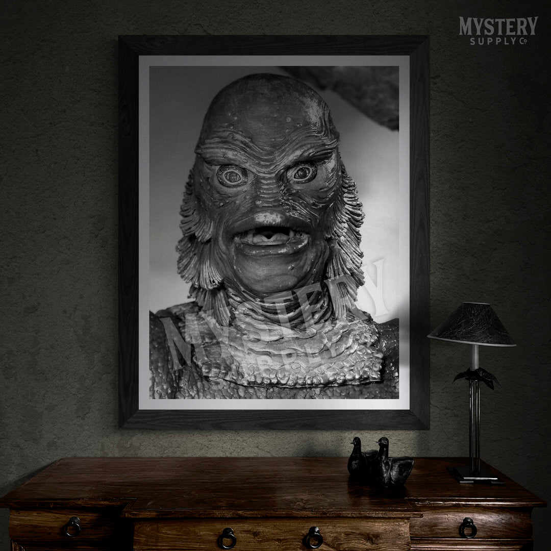 Creature from the Black Lagoon 1954 vintage horror monster gill man black and white photo reproduction from Mystery Supply Co. @mysterysupplyco