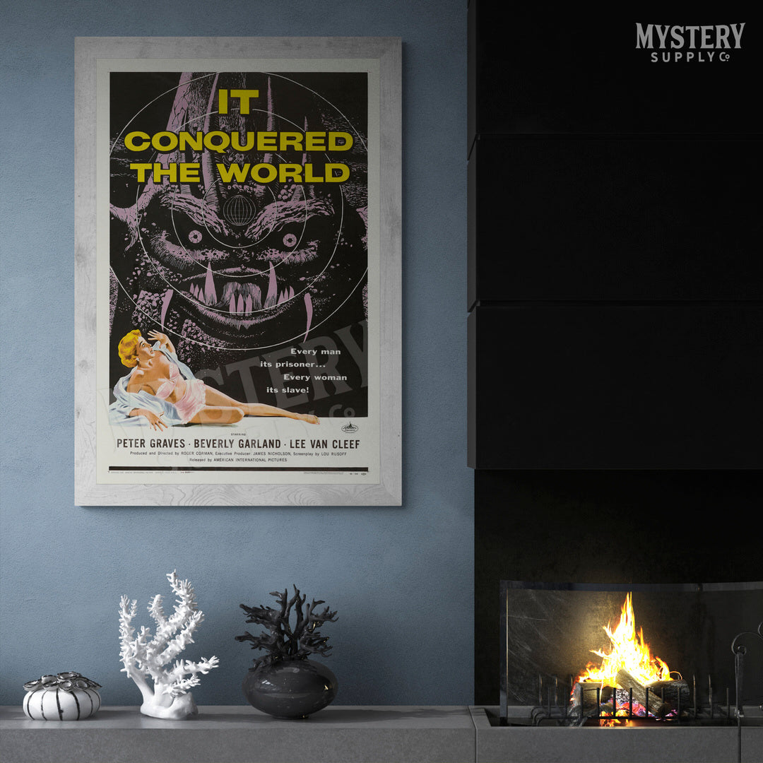 It Conquered the World 1956 vintage science fiction Roger Corman space alien martian movie poster reproduction from Mystery Supply Co. @mysterysupplyco