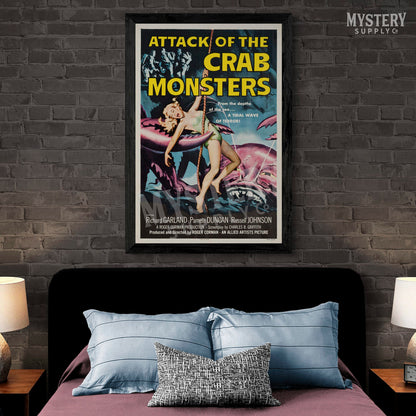 Attack of the Crab Monsters 1957 vintage science fiction Roger Corman movie poster reproduction from Mystery Supply Co. @mysterysupplyco