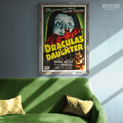 Draculas Daughter 1949 vintage horror vampire bat monster re-release movie poster reproduction from Mystery Supply Co. @mysterysupplyco