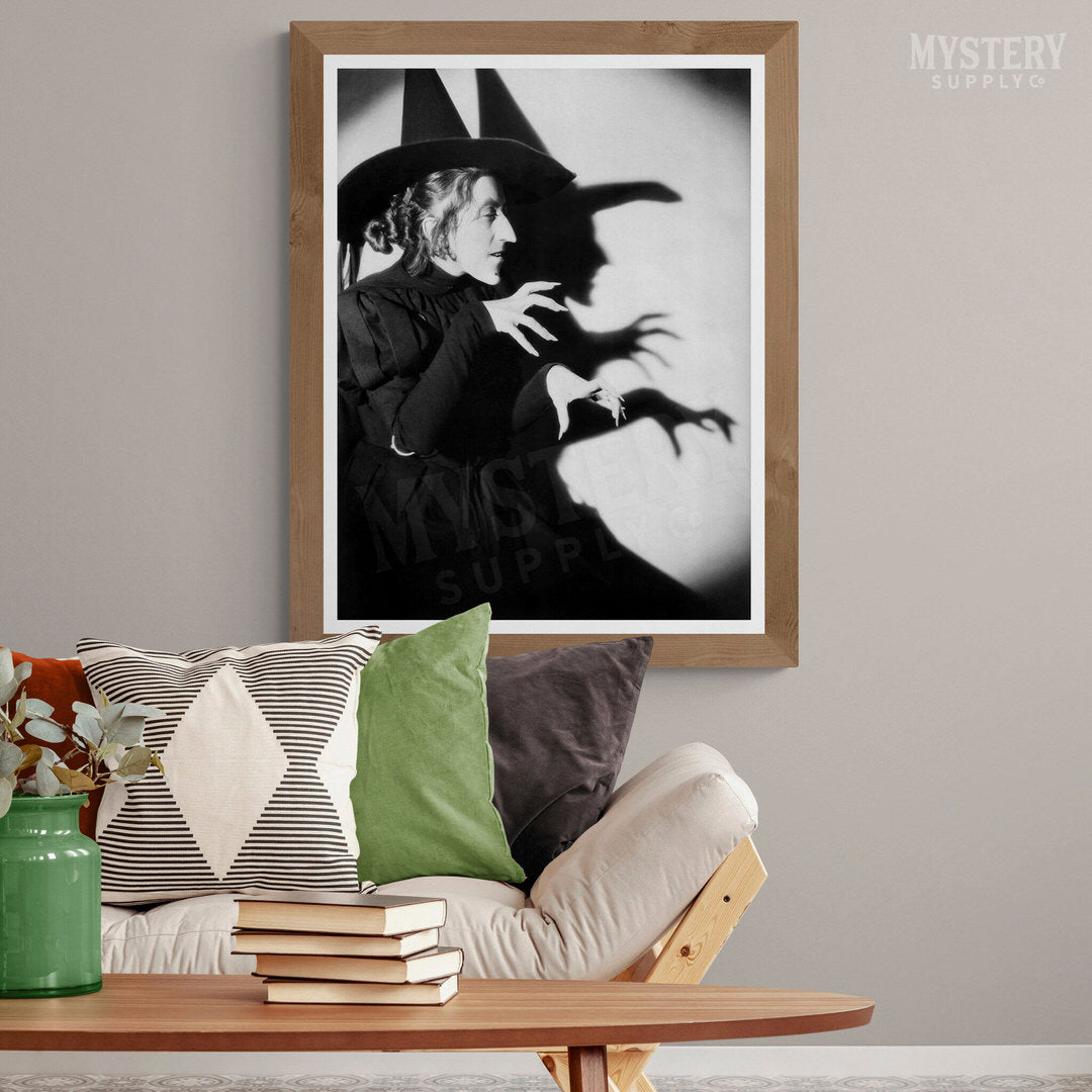 Wicked Witch of the West 1930s vintage profile with shadow Margaret Hamilton Wizard of Oz black and white movie photo reproduction from Mystery Supply Co. @mysterysupplyco