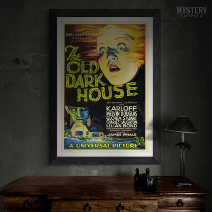 The Old Dark House 1932 vintage horror Boris Karloff movie poster reproduction from Mystery Supply Co. @mysterysupplyco