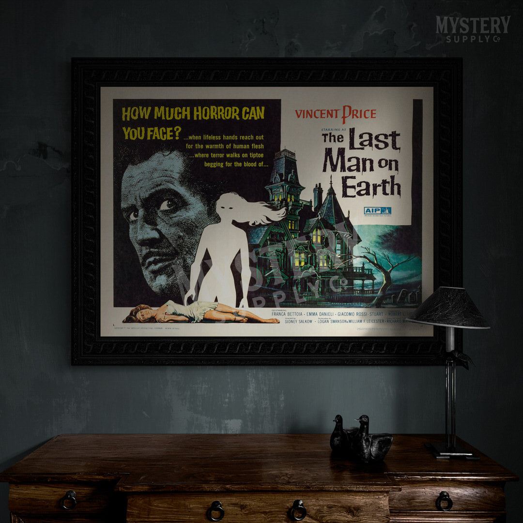 The Last Man on Earth 1964 vintage horror Vincent Price haunted house movie poster reproduction from Mystery Supply Co. @mysterysupplyco