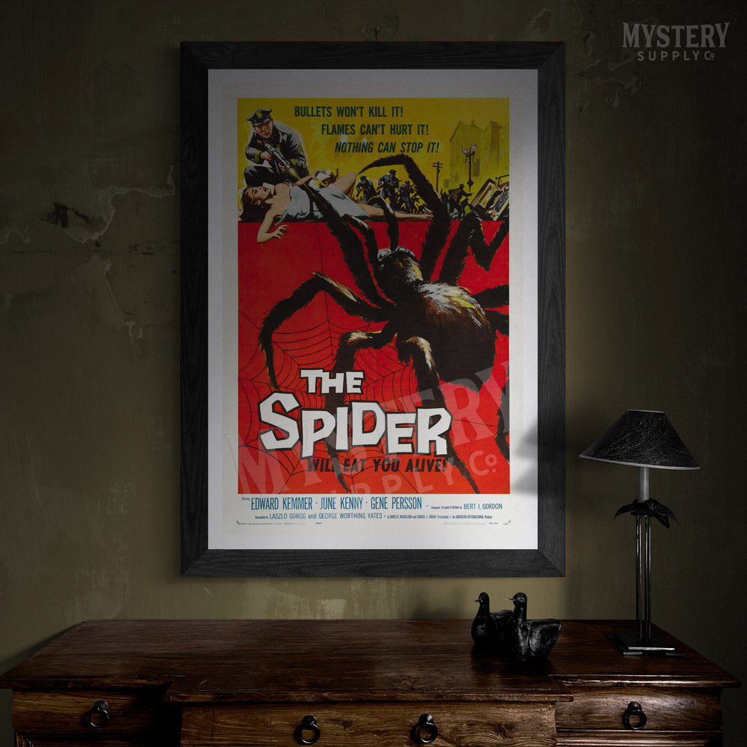 The Spider 1958 vintage science fiction horror monster movie poster reproduction from Mystery Supply Co. @mysterysupplyco