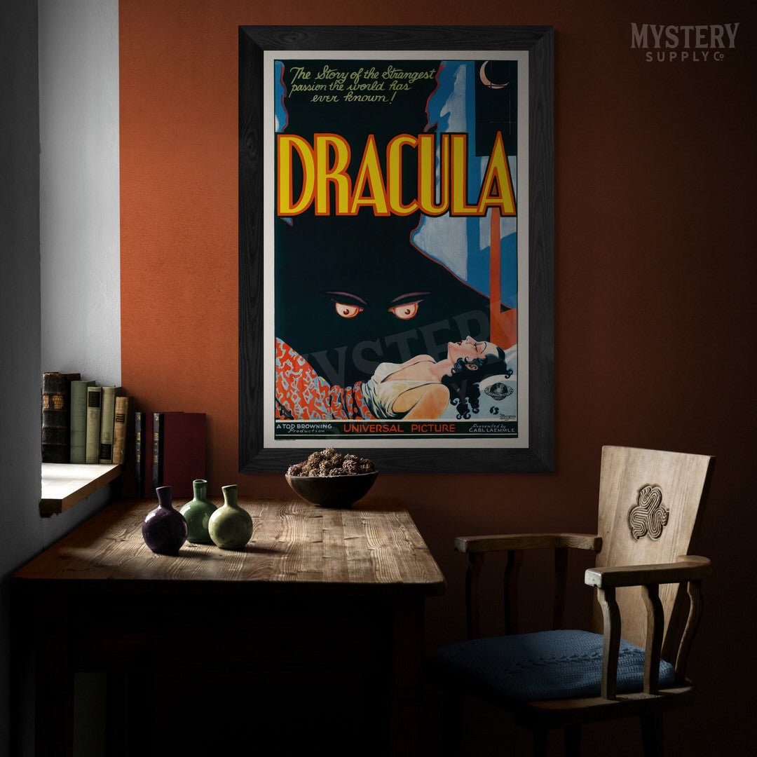 Dracula 1931 vintage horror monster vampire eyes movie poster style c reproduction from Mystery Supply Co. @mysterysupplyco