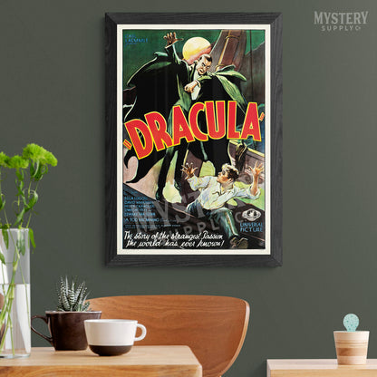 Dracula 1931 vintage horror monster vampire movie poster reproduction from Mystery Supply Co. @mysterysupplyco