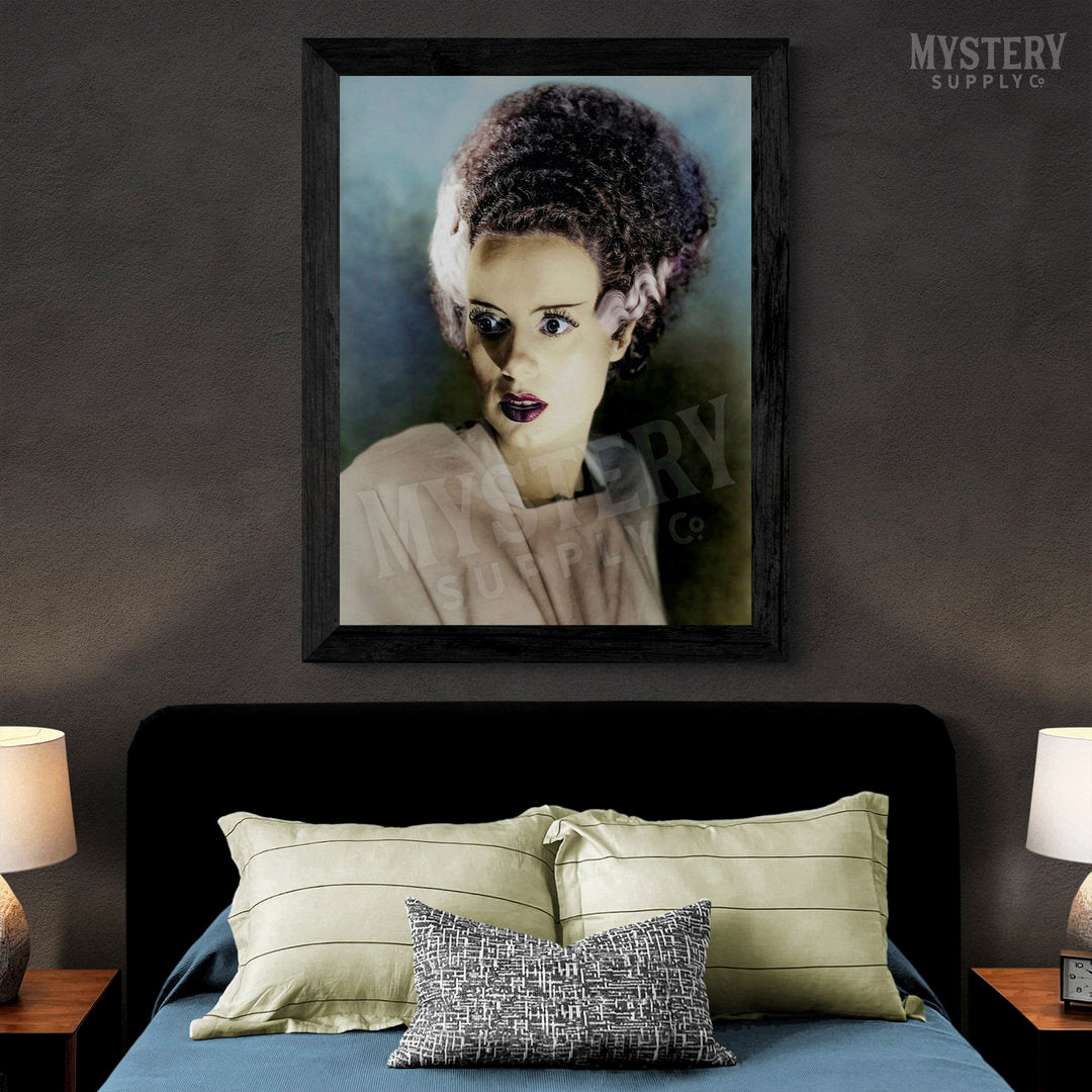 Bride of Frankenstein 1935 Vintage Elsa Lanchester Horror Movie Monster Color Photo reproduction from Mystery Supply Co. @mysterysupplyco