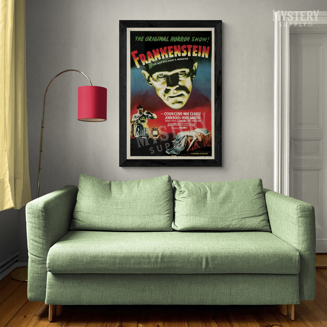 Frankenstein 1947 vintage horror monster movie poster reproduction from Mystery Supply Co. @mysterysupplyco