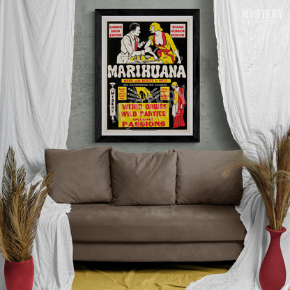 Marihuana 1936 vintage marijuana reefer weed cannabis exploitation movie poster reproduction from Mystery Supply Co. @mysterysupplyco