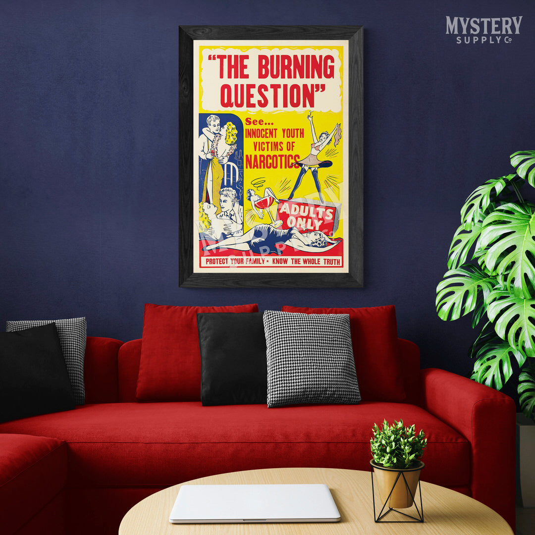 The Burning Question vintage marijuana reefer weed cannabis exploitation movie poster reproduction from Mystery Supply Co. @mysterysupplyco