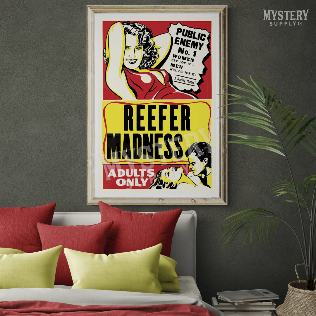 Reefer Madness 1950s vintage marijuana weed cannabis exploitation movie poster reproduction from Mystery Supply Co. @mysterysupplyco