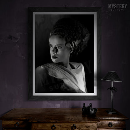 Bride of Frankenstein 1935 Vintage Horror Movie Monster Black and White Dramatic Photo reproduction from Mystery Supply Co. @mysterysupplyco