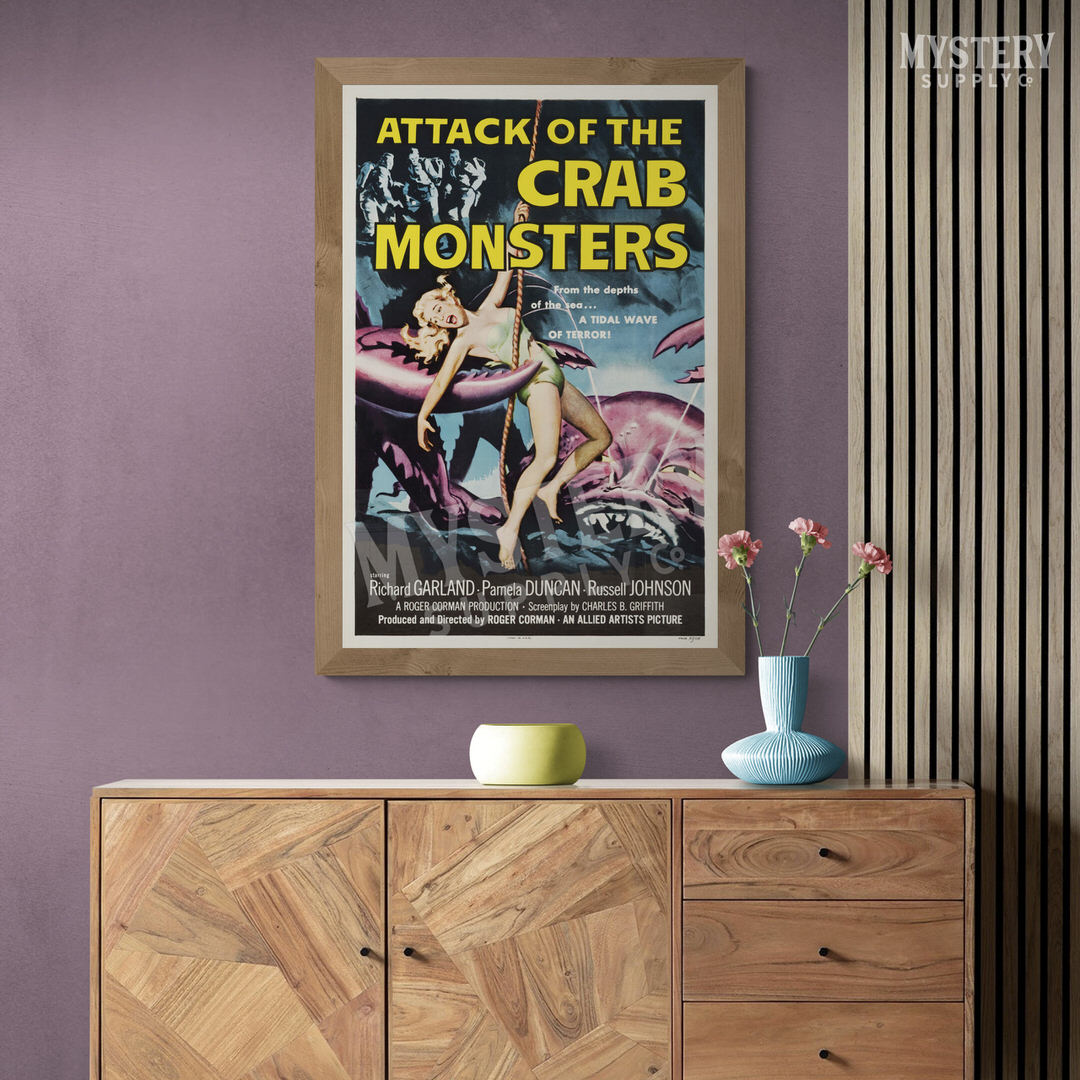 Attack of the Crab Monsters 1957 vintage science fiction Roger Corman movie poster reproduction from Mystery Supply Co. @mysterysupplyco