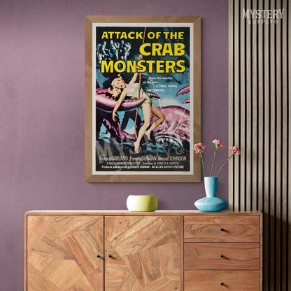 Attack of the Crab Monsters 1957 vintage science fiction Roger Corman movie poster reproduction from Mystery Supply Co. @mysterysupplyco