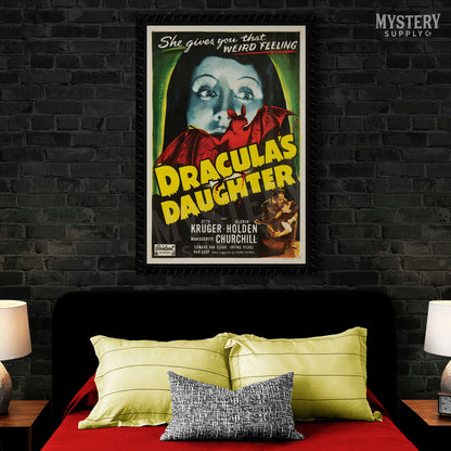 Draculas Daughter 1949 vintage horror vampire bat monster re-release movie poster reproduction from Mystery Supply Co. @mysterysupplyco