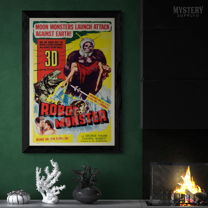 Robot Monster 1953 vintage science fiction lizard alien martian movie poster reproduction from Mystery Supply Co. @mysterysupplyco