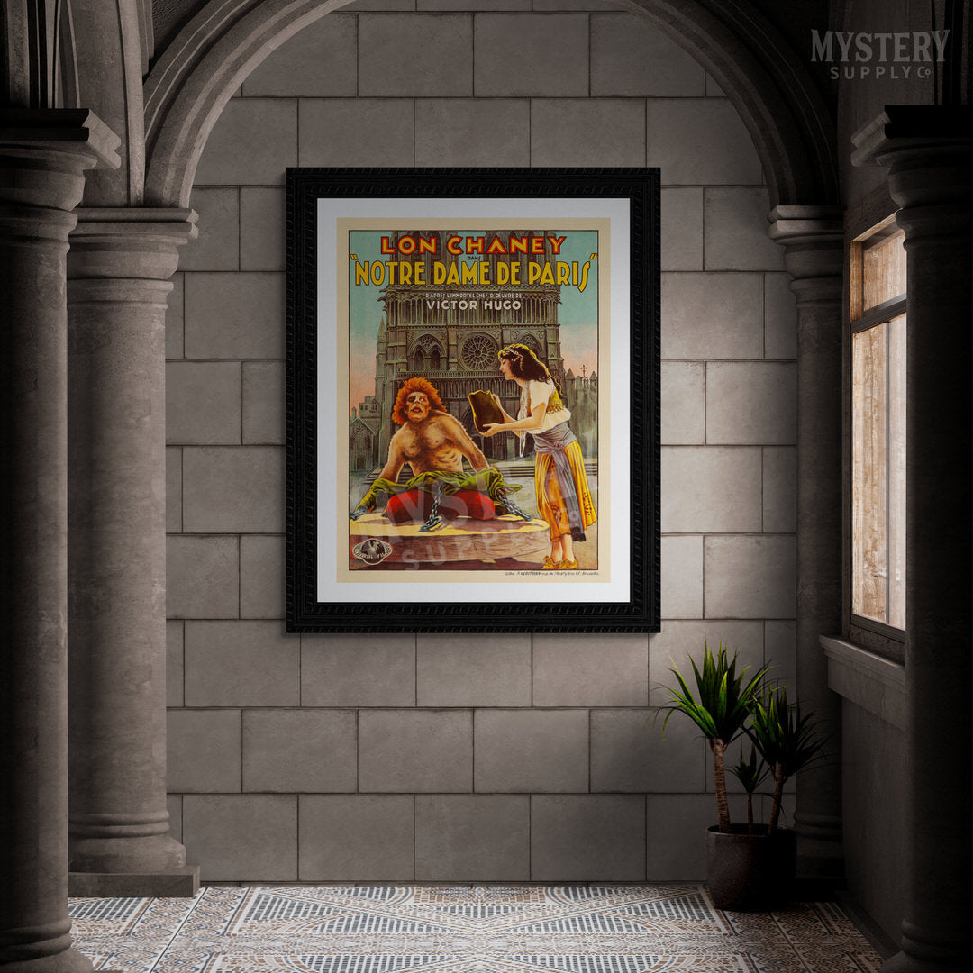 Hunchback of Notre Dame 1923 Belgian Vintage Lon Chaney Horror Movie Monster Movie Poster reproduction from Mystery Supply Co. @mysterysupplyco